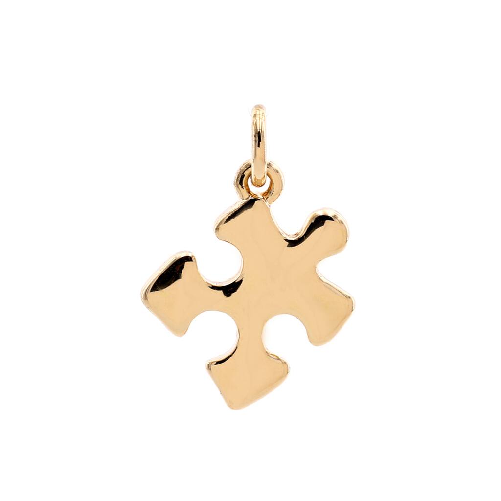 Solid gold necklace 14k Solid Gold necklace Yellow gold Puzzle necklace 14k gold Connection charm Puzzle charm white gold necklace